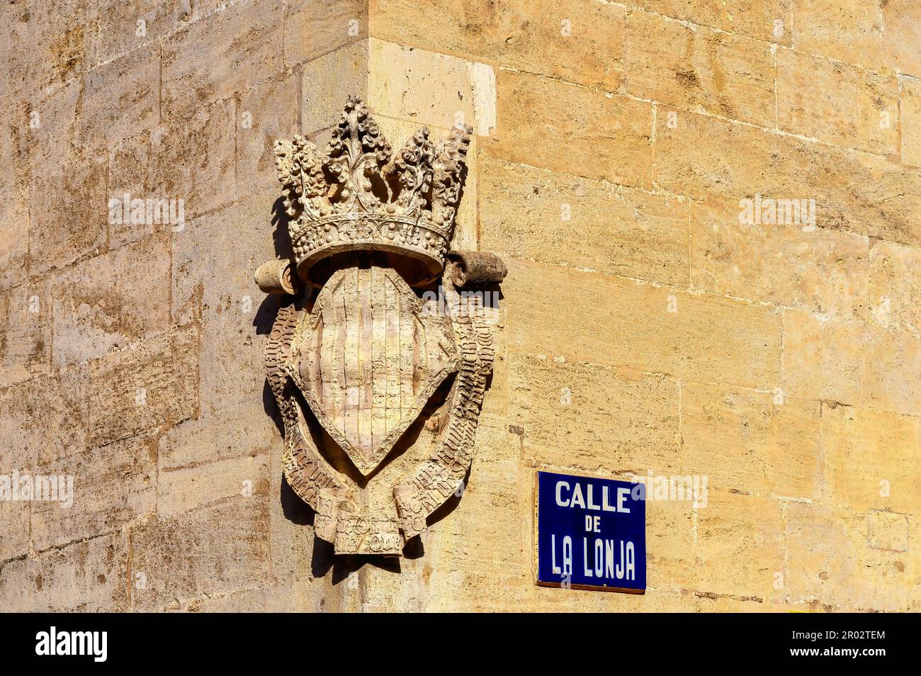 Lonja de la Seda. L'architettura in pietra dell'edificio medievale, a Valencia, Spagna Foto Stock