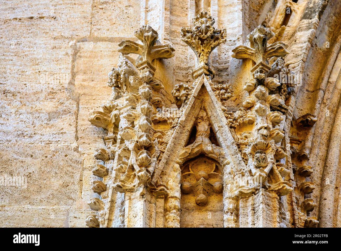 Lonja de la Seda. L'architettura in pietra dell'edificio medievale, a Valencia, Spagna Foto Stock