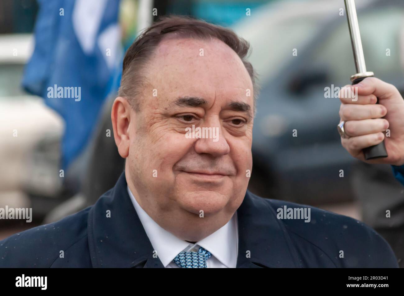 Glasgow, Scozia, Regno Unito. 6th maggio, 2023. L'ex primo ministro Alex Salmond si unisce ai sostenitori dell'indipendenza scozzese per marciare da Kelvingrove Park attraverso il centro della città a un rally a Glasgow Green. L'evento è stato organizzato dal gruppo All Under One Banner. Credit: SKULLY/Alamy Live News Foto Stock