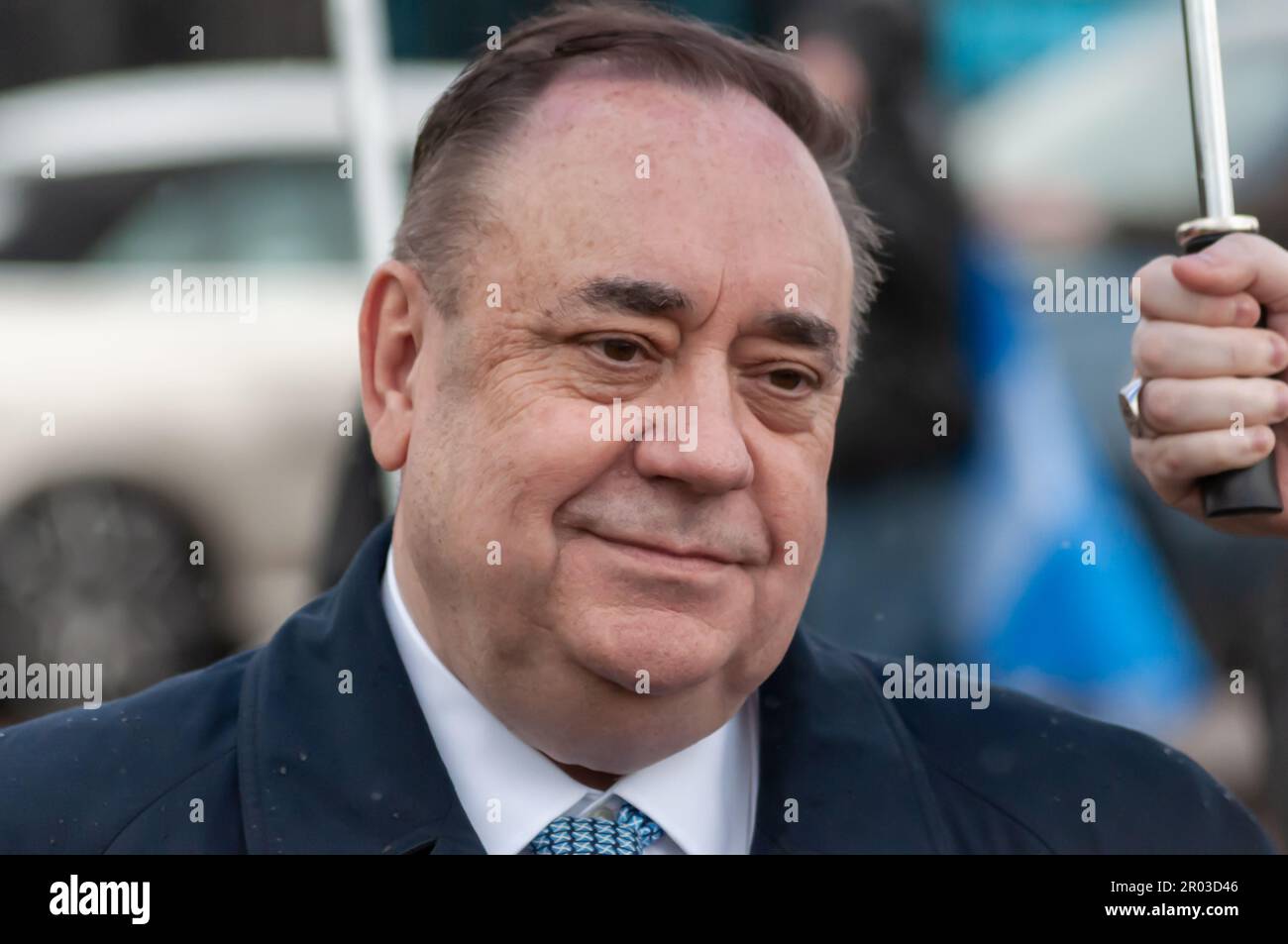 Glasgow, Scozia, Regno Unito. 6th maggio, 2023. L'ex primo ministro Alex Salmond si unisce ai sostenitori dell'indipendenza scozzese per marciare da Kelvingrove Park attraverso il centro della città a un rally a Glasgow Green. L'evento è stato organizzato dal gruppo All Under One Banner. Credit: SKULLY/Alamy Live News Foto Stock