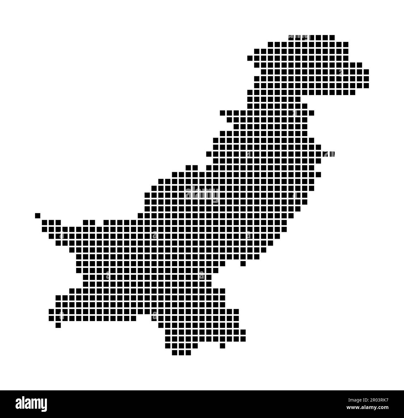 Mappa del Pakistan. Mappa del Pakistan in stile punteggiato. Bordi del paese riempiti di rettangoli per il vostro disegno. Illustrazione vettoriale. Illustrazione Vettoriale