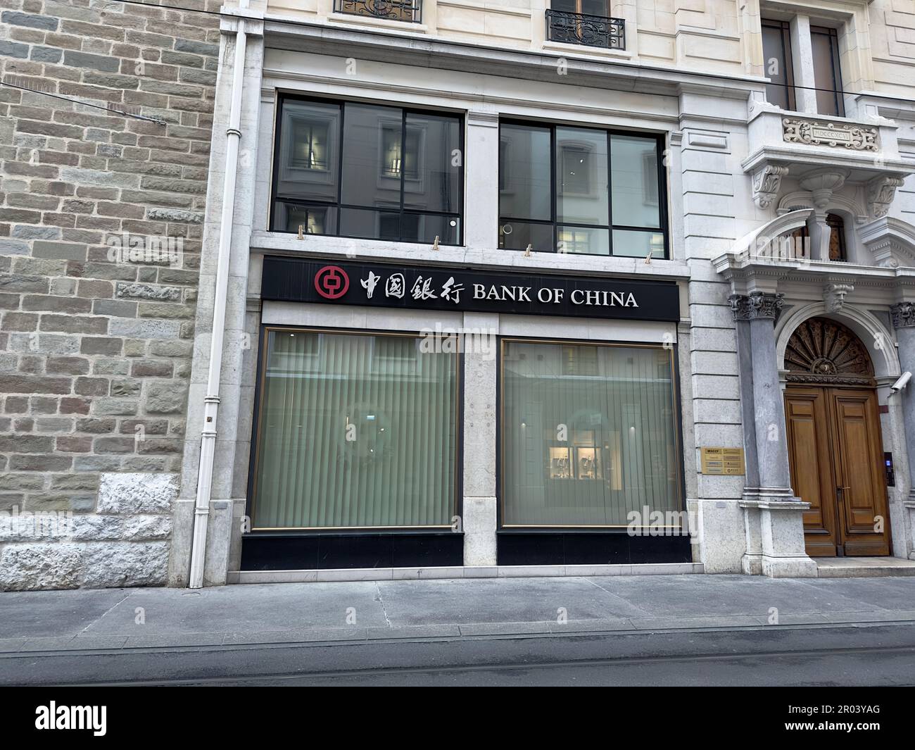 Ginevra, Svizzera - 12 gennaio 2023: Ufficio della Banca di Cina a Ginevra. Bank of China è una delle quattro più grandi banche commerciali statali della Cina Foto Stock