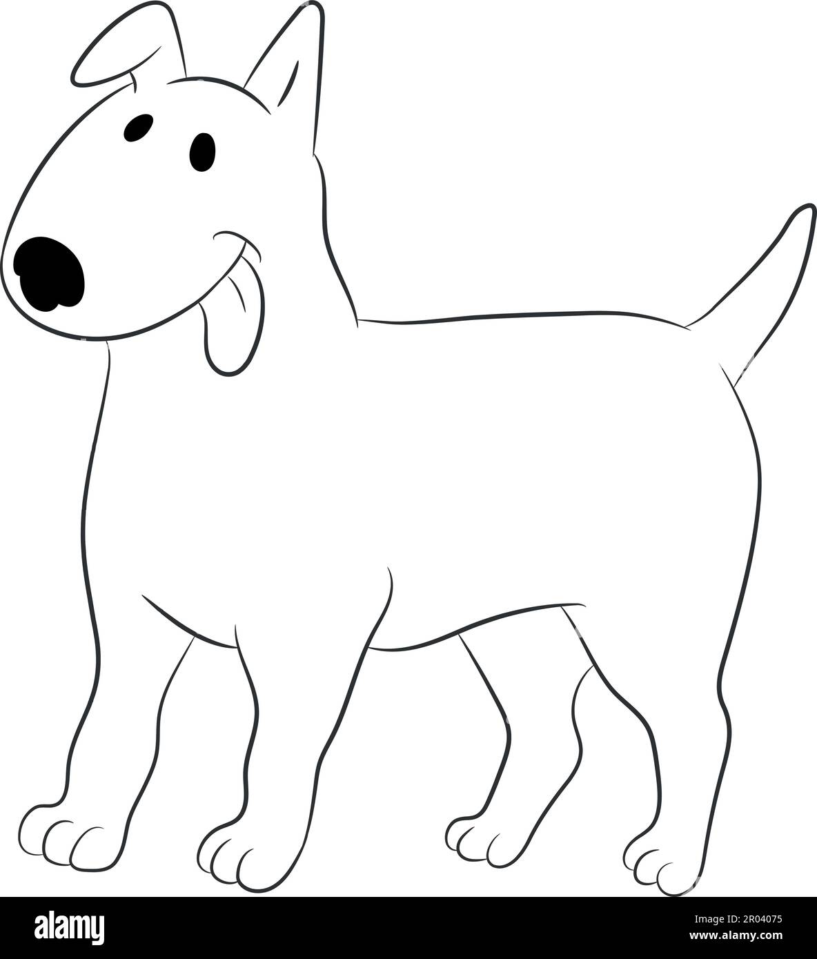 Carino cartone animato cane toro terrier isolato su sfondo bianco. Grafica vettoriale disegnata a mano Illustrazione Vettoriale