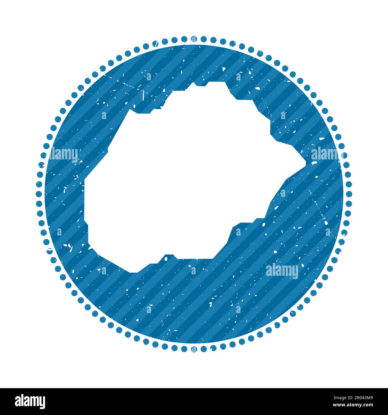 Adesivo da viaggio retrò a righe Alegranza. Distintivo con mappa dell'isola, illustrazione vettoriale. Illustrazione Vettoriale