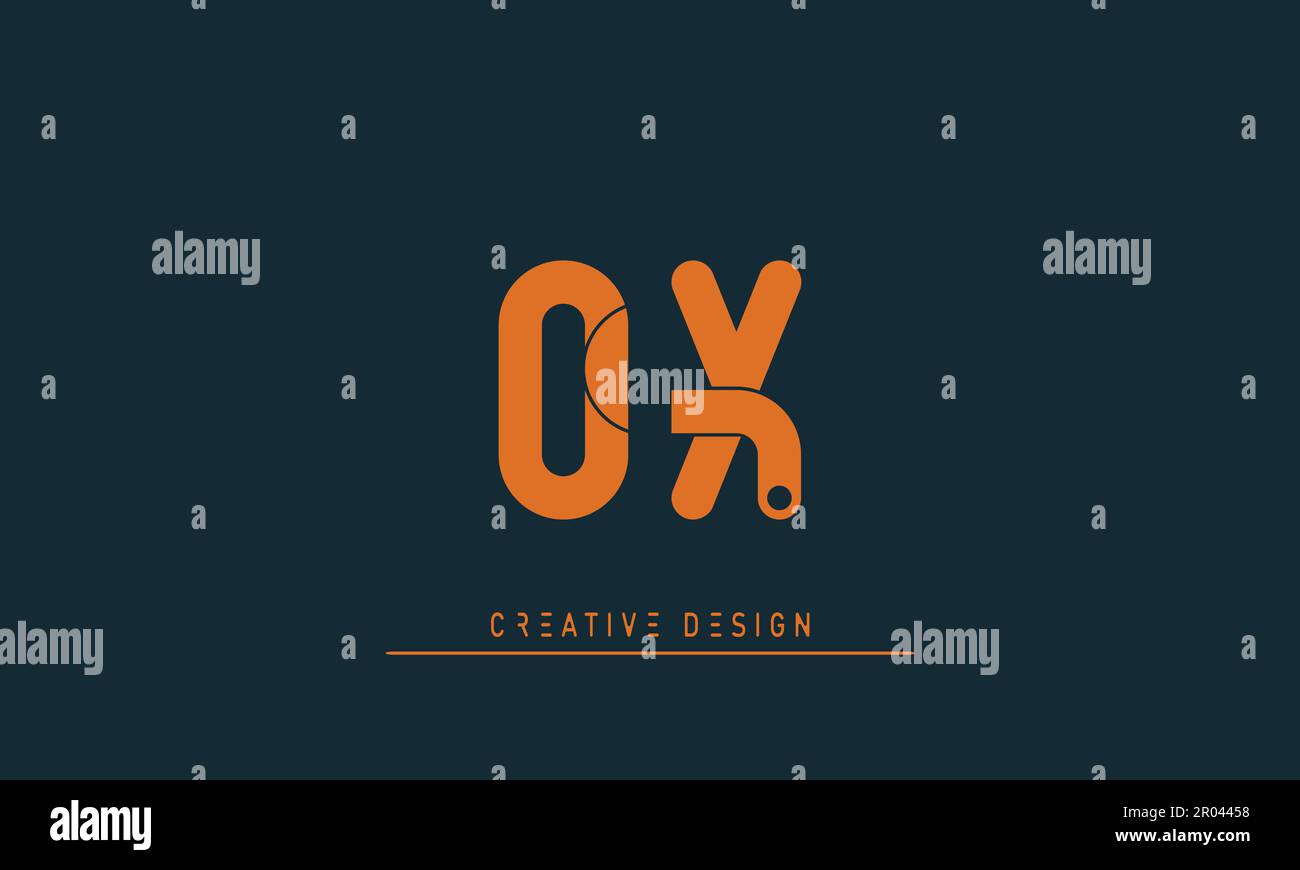 Lettere alfabetiche logo creativo moderno OX , XO Illustrazione Vettoriale