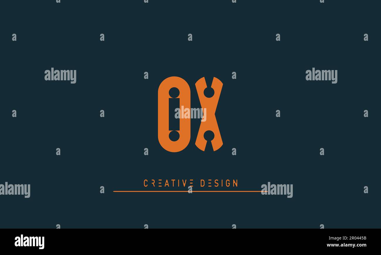 Lettere alfabetiche logo creativo moderno OX , XO Illustrazione Vettoriale