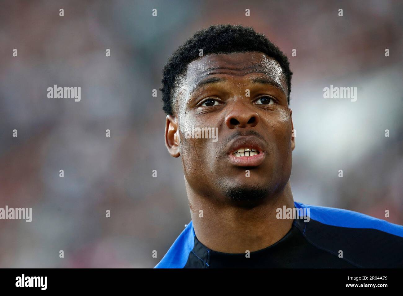 Roma, Italia. 06th maggio, 2023. Denzel Dumfries, del FC Internazionale, reagisce durante la Serie A tra Roma e FC Internazionale allo stadio Olimpico di Roma, Roma, 6 maggio 2023. Il FC Internazionale sconfisse Roma 2-0. Credit: Riccardo De Luca - Update Images/Alamy Live News Foto Stock