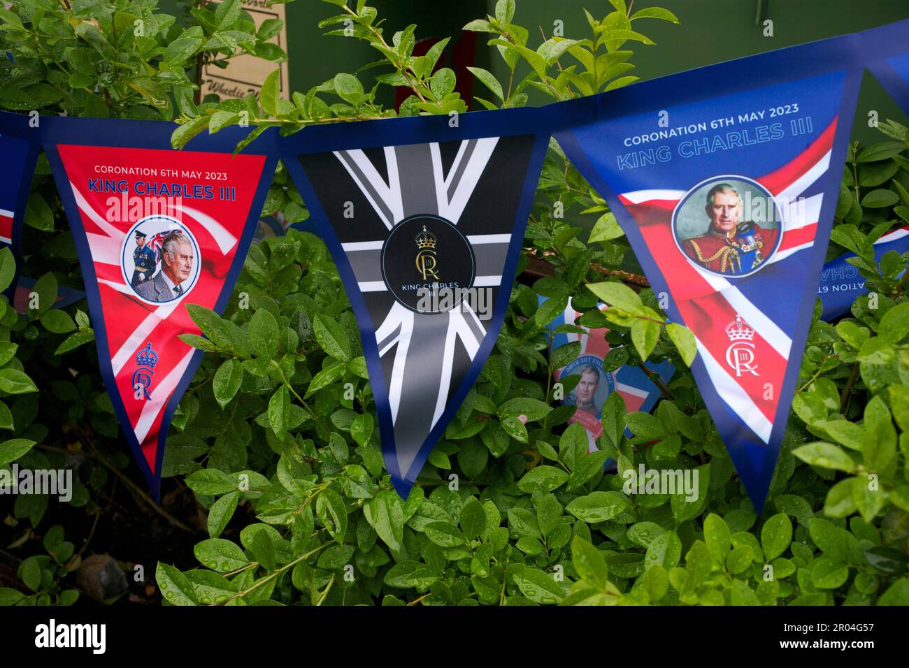 Bunting per l'incoronazione del re Carlo III - 6 maggio 2023 Foto Stock