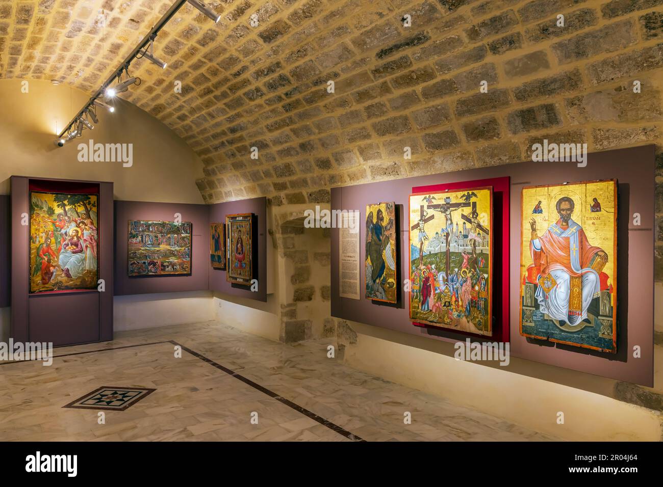 Museo nel Monastero di Gonia Odigitria, Monastero di nostra Signora di Gonia, Creta, Grecia Foto Stock