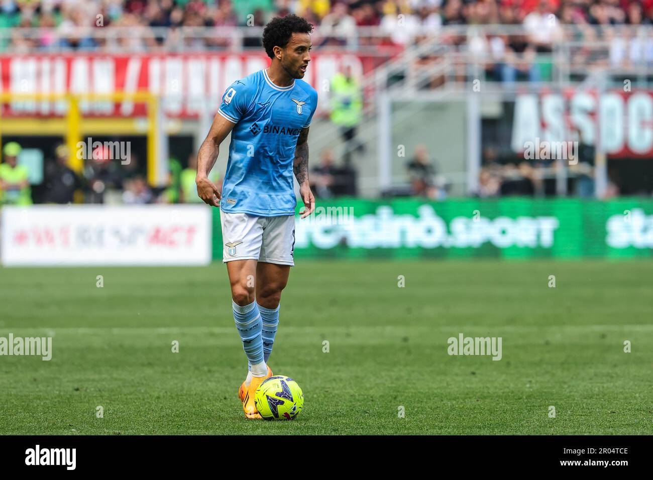 Milano, Italia. 06th maggio, 2023. Felipe Anderson della SS Lazio in azione durante la Serie A 2022/23 tra AC Milan e SS Lazio allo Stadio San Siro. Punteggio finale; Milano 2 | 0 Lazio. (Foto di Fabrizio Carabelli/SOPA Images/Sipa USA) Credit: Sipa USA/Alamy Live News Foto Stock