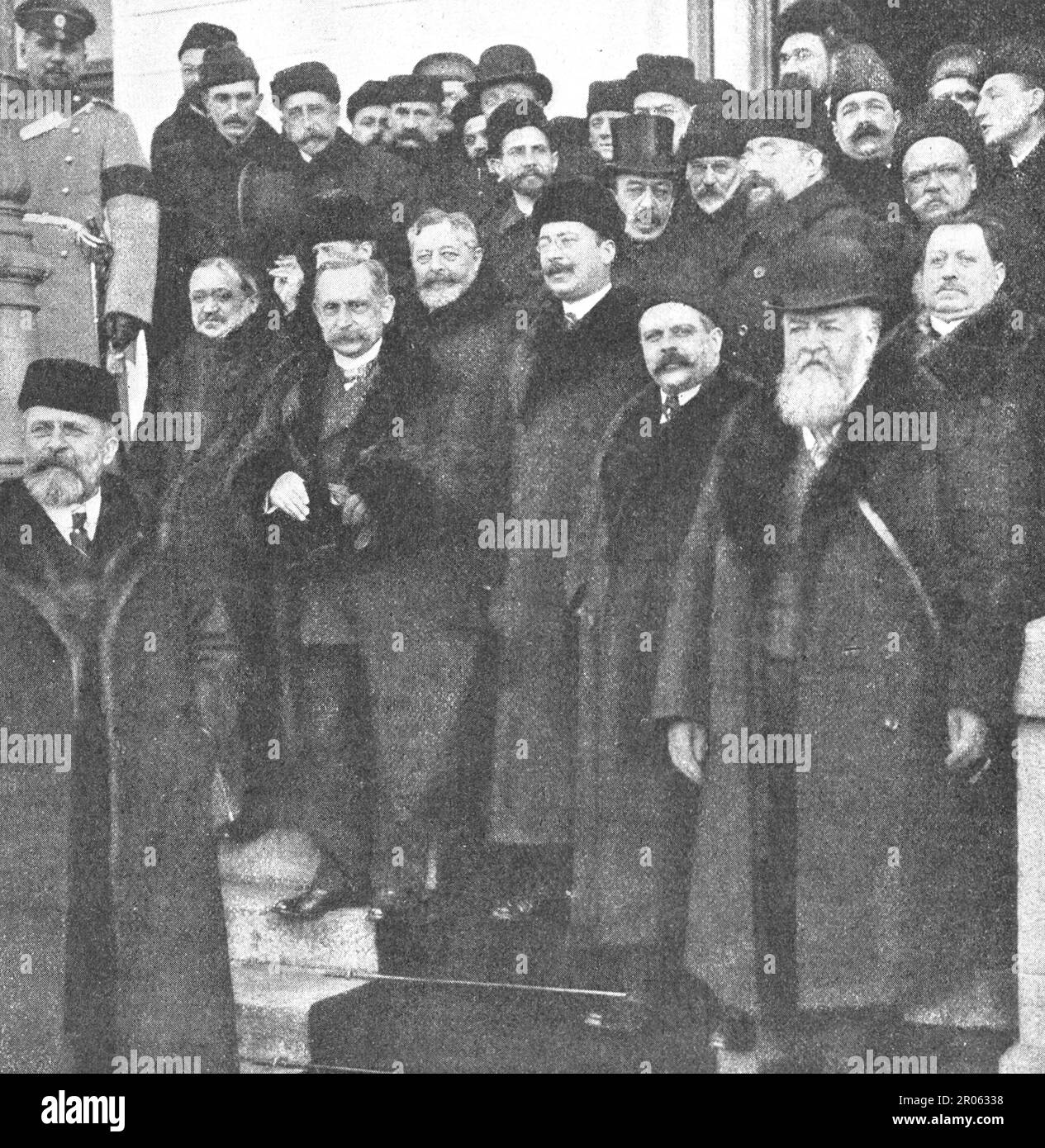 L'arrivo dei delegati francesi a St. Pietroburgo nel 1910. Foto dal 1910. Foto Stock