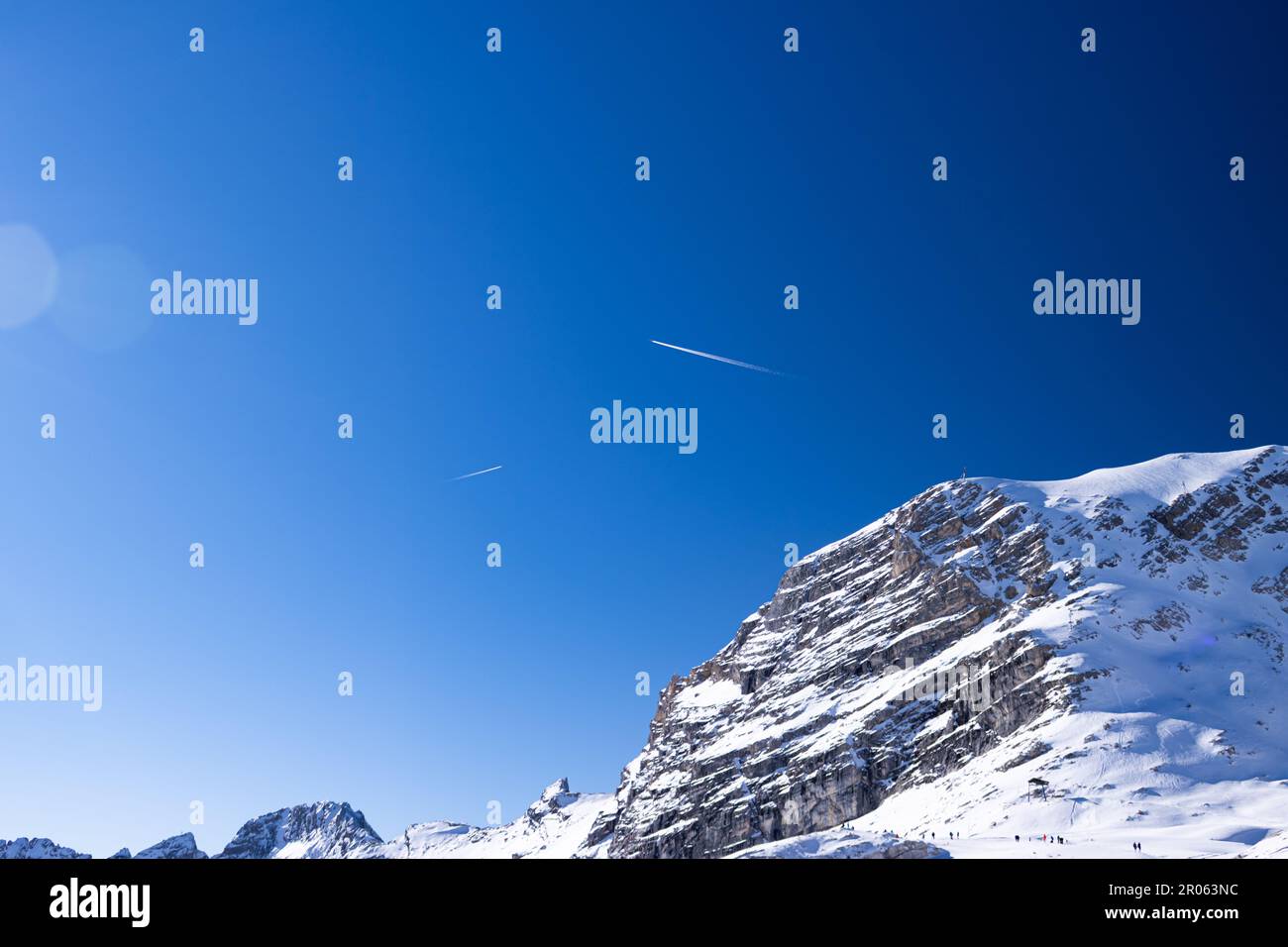 Vista dal picco di Zugspitze, Baviera Germania Foto Stock