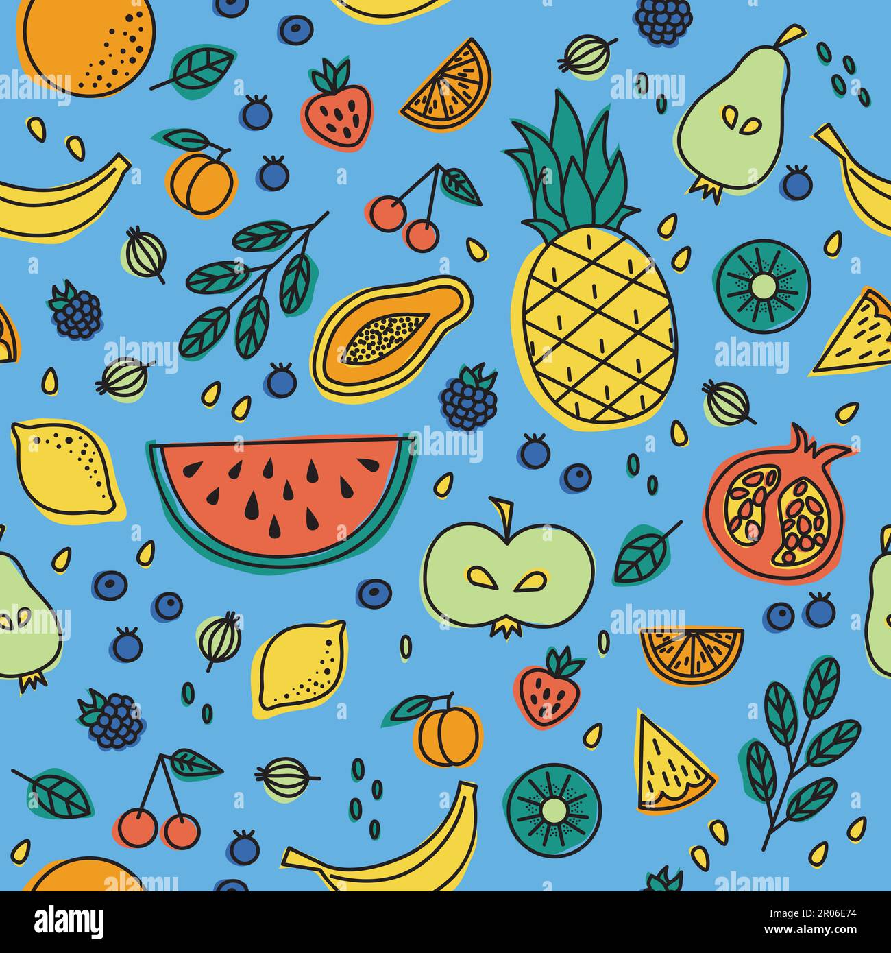 Bella modello con frutti diversi Illustrazione Vettoriale