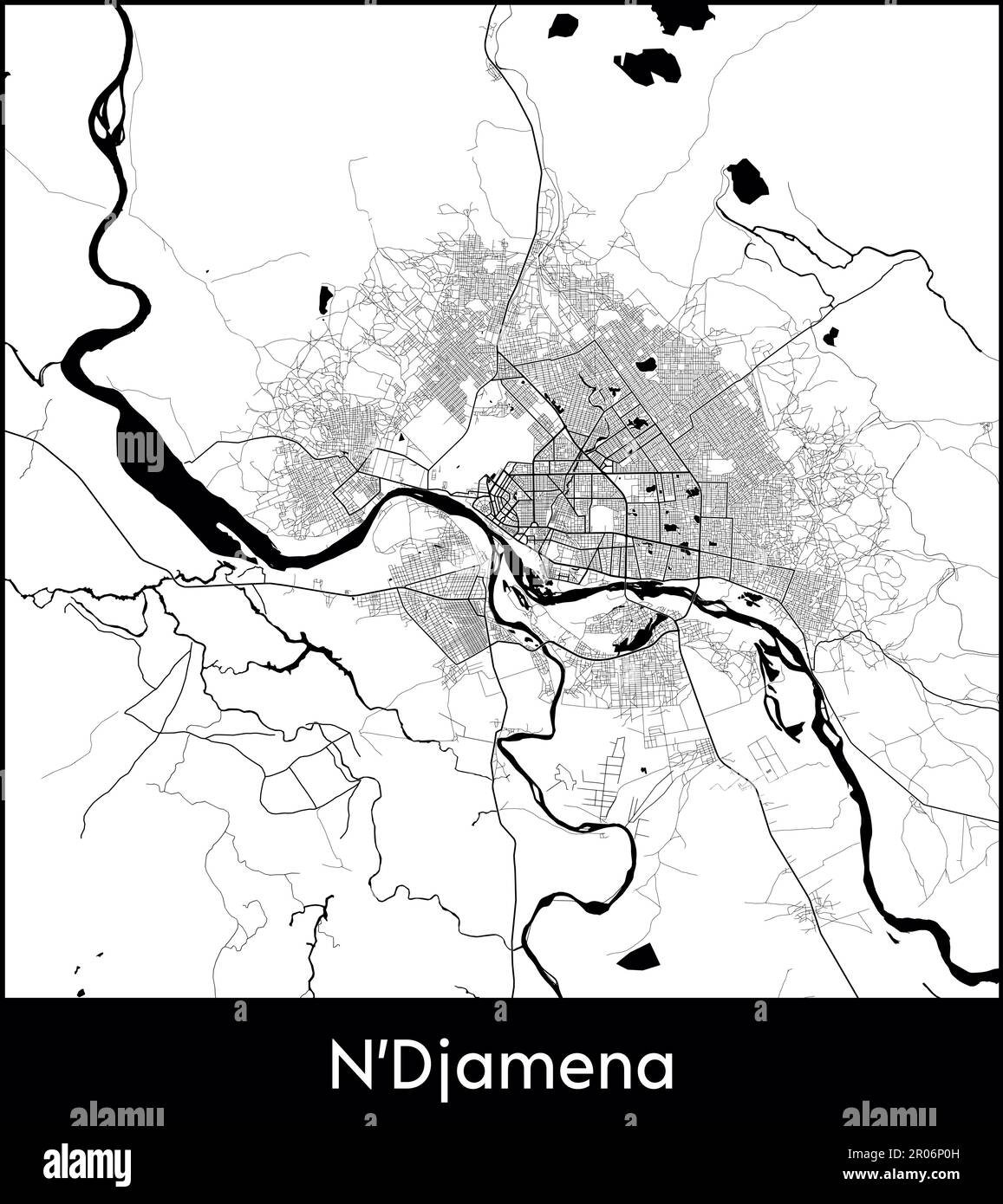 Mappa della città Africa Ciad N Djamena illustrazione vettoriale Illustrazione Vettoriale