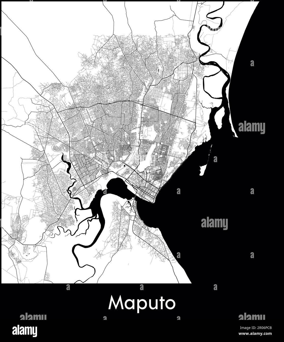 Mappa della città Africa Mozambico Maputo illustrazione vettoriale Illustrazione Vettoriale