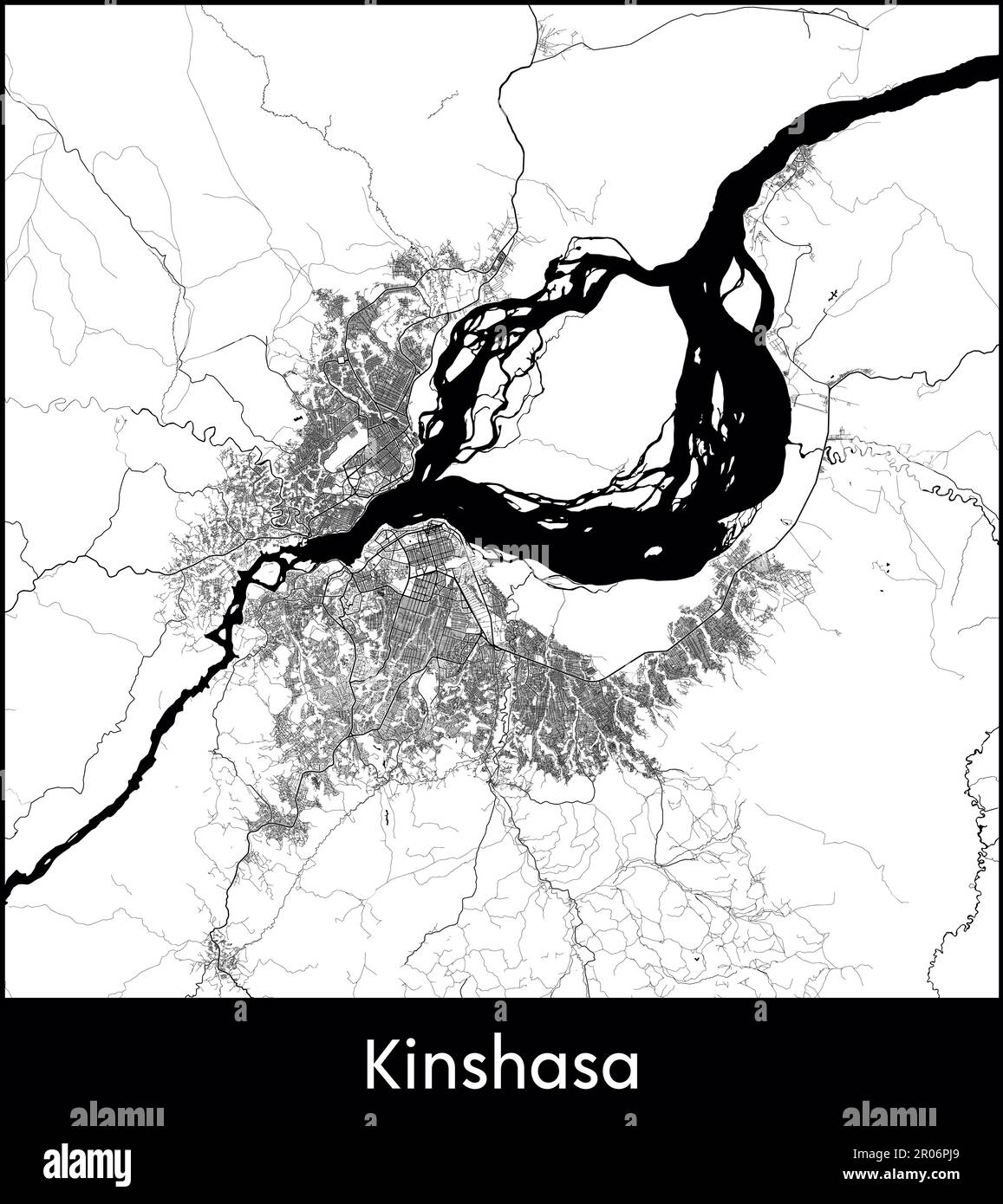 Mappa della città Africa Repubblica Democratica del Congo Kinshasa illustrazione vettoriale Illustrazione Vettoriale