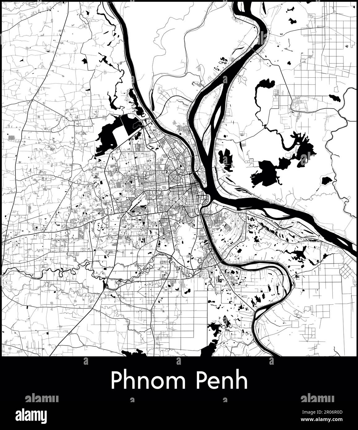 Mappa della città Asia Cambogia Phnom Penh illustrazione vettore Illustrazione Vettoriale