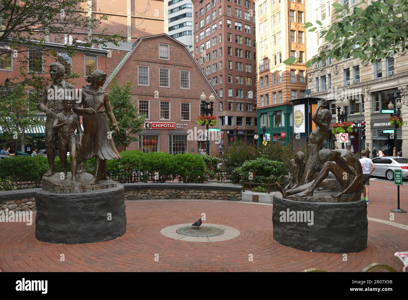 La carestia irlandese Memorial, School Street, Boston, Massaschusetts, STATI UNITI D'AMERICA Foto Stock