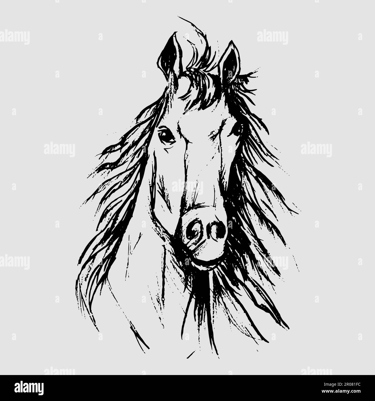 Horse scetch dalle matite di colore nero in eps Illustrazione Vettoriale