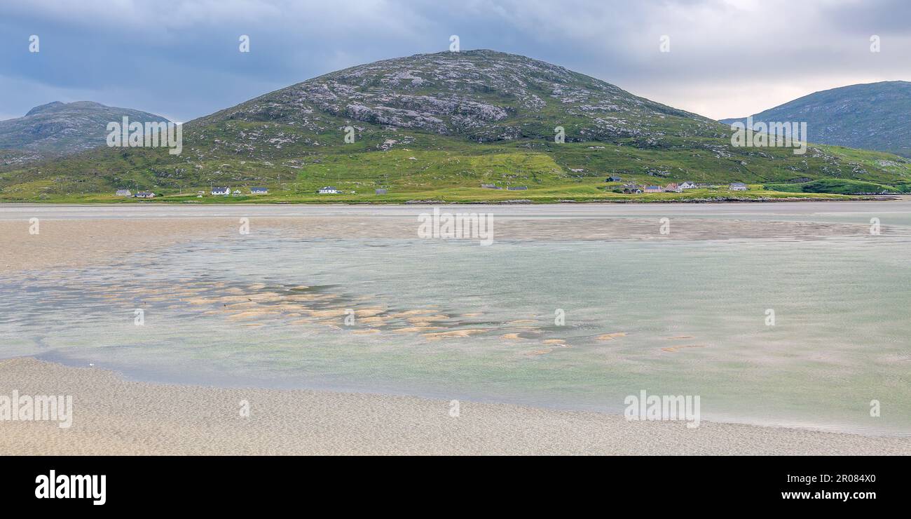 Corsi d'acqua turchesi, Luskentyre Beach, Harris, Isola di Harris, Ebridi, Outer Ebrides, Western Isles, Scozia, Regno Unito Foto Stock