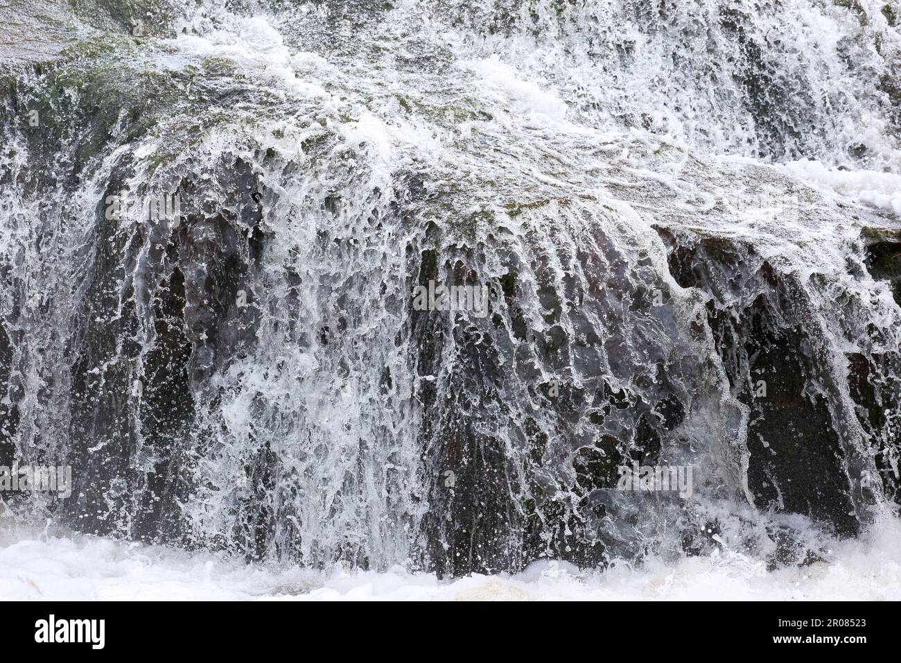 Thunderous Waterfall, Abhainn Suidhe, Harris, Isola di Harris, Ebridi, Ebridi esterne, Western Isles, Scozia, Regno Unito, Gran Bretagna Foto Stock