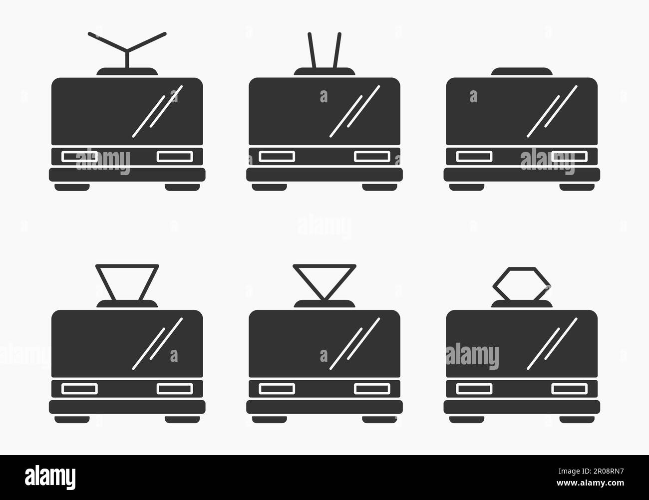 immagine vettoriale delle icone della forma della vista frontale degli autobus per i trasporti pubblici Illustrazione Vettoriale