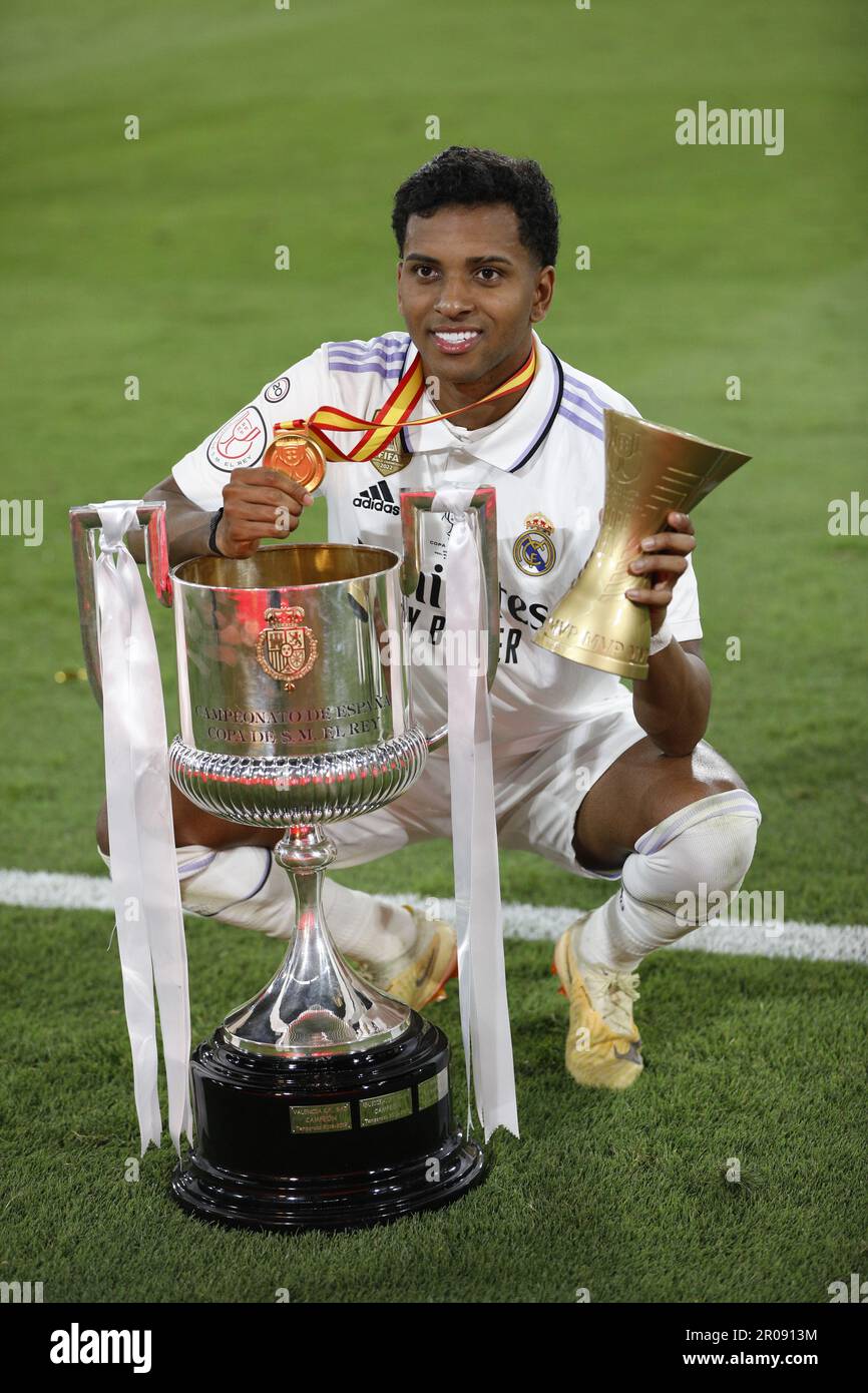 Durante la partita della Copa del Rey tra il Real Madrid e la CA Osasuna si è giocato allo stadio la Cartuja il 6 maggio 2023 a Siviglia, Spagna. (Foto di Antonio Pozo / PRESSIN) Foto Stock