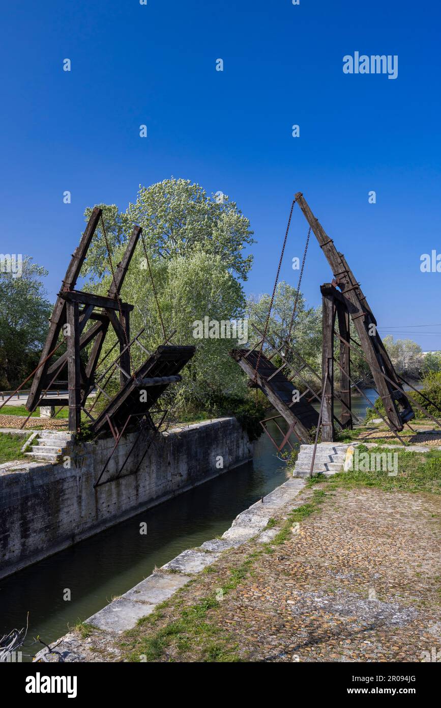 Ponte Vincent van Gogh (Pont Van-Gogh, Ponte Langlois) vicino Arles, Provenza, Francia Foto Stock