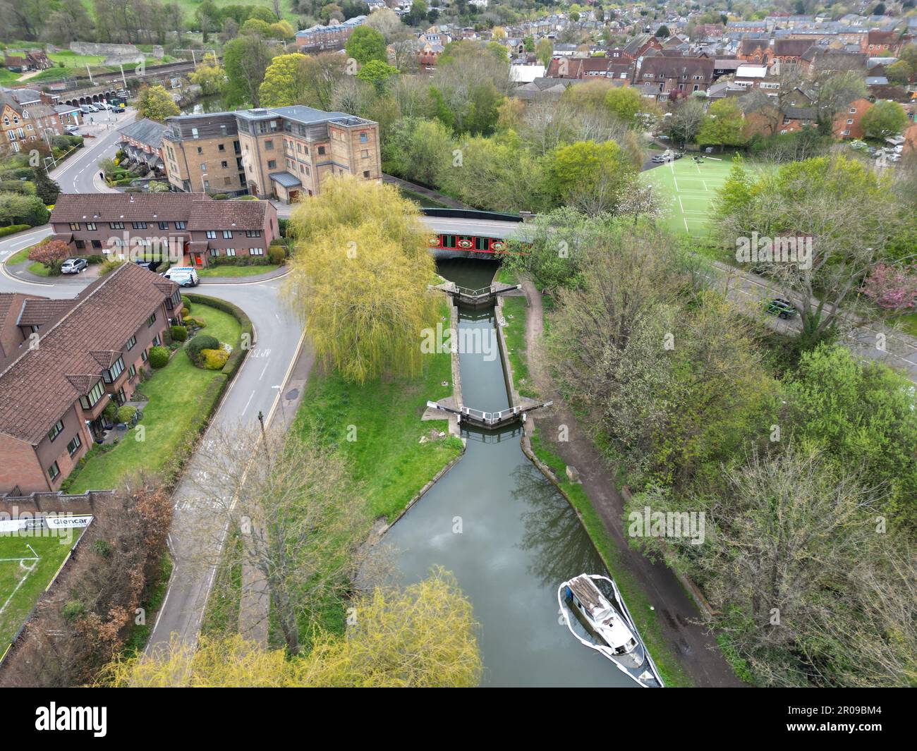Berkhamsted Town Hertfordshire, Regno Unito vista aerea drone Foto Stock