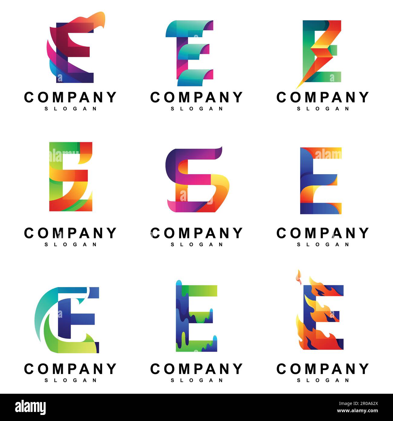 logo colorato lettera e set Illustrazione Vettoriale
