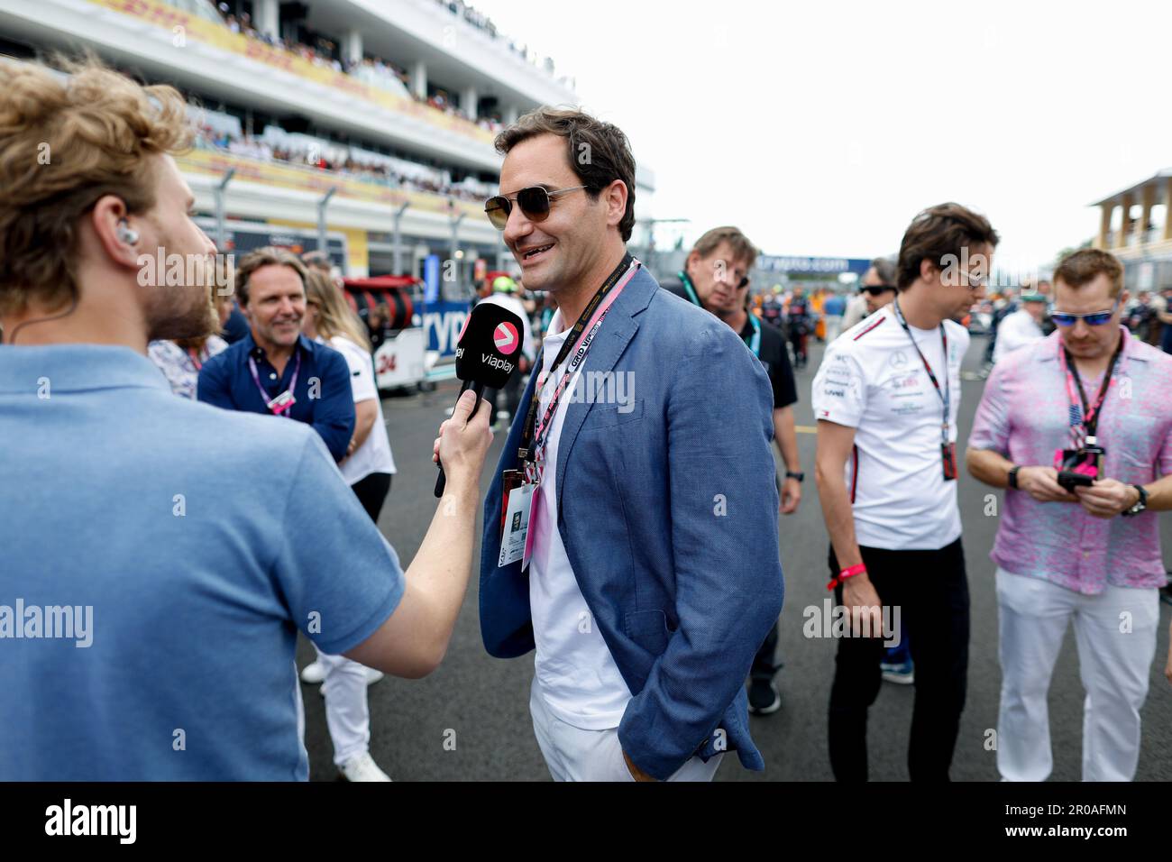 Roger Federer durante il Gran Premio di Formula 1 Crypto.com Miami 2023, 5th° round del Campionato del mondo di Formula uno 2023 dal 05 al 07 maggio 2023 sull'autodromo internazionale di Miami, a Miami Gardens, Florida, Stati Uniti d'America - Foto: DPPI/DPPI/LiveMedia Foto Stock