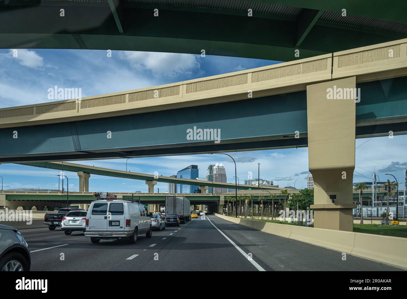 I-4 Vista del centro cittadino di Orlando, Florida. (USA) Foto Stock