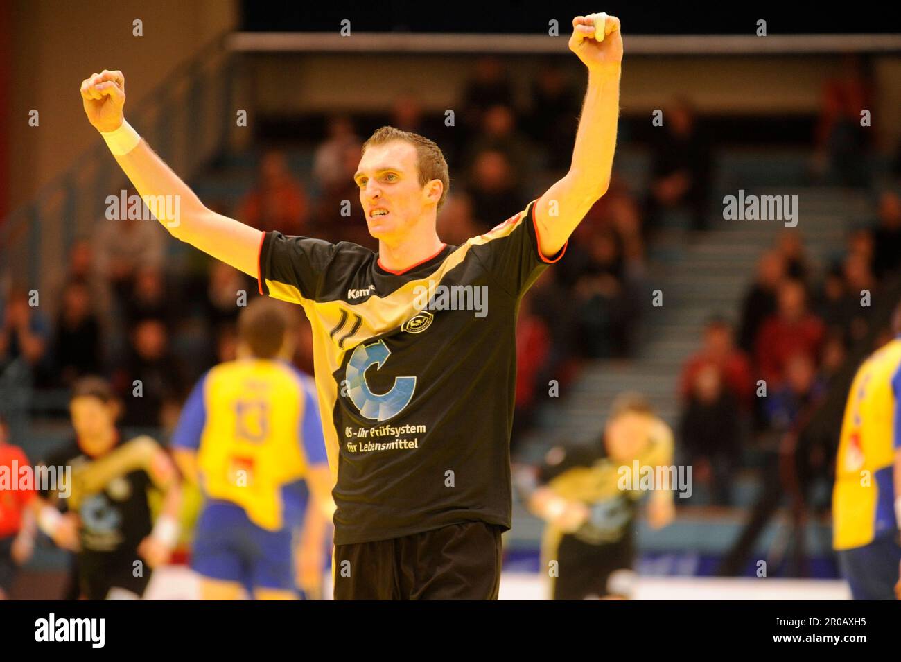 GLANDORF Holger Jubel Freude bei Sieg gegen Schweden.Deutschland - Schweden 31:29. Pallamano Europameisterschaft in Norvegia. 24.1.2008 Foto Stock