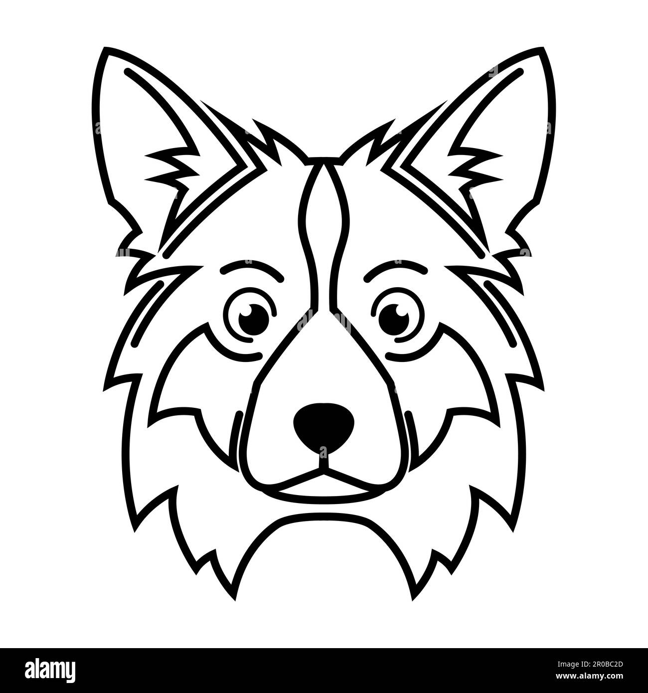 Linea bianca e nera arte della testa di lupo. Buon uso per simbolo, mascotte, icona, avatar, tatuaggio, T Shirt design, logo o qualsiasi altro design Illustrazione Vettoriale