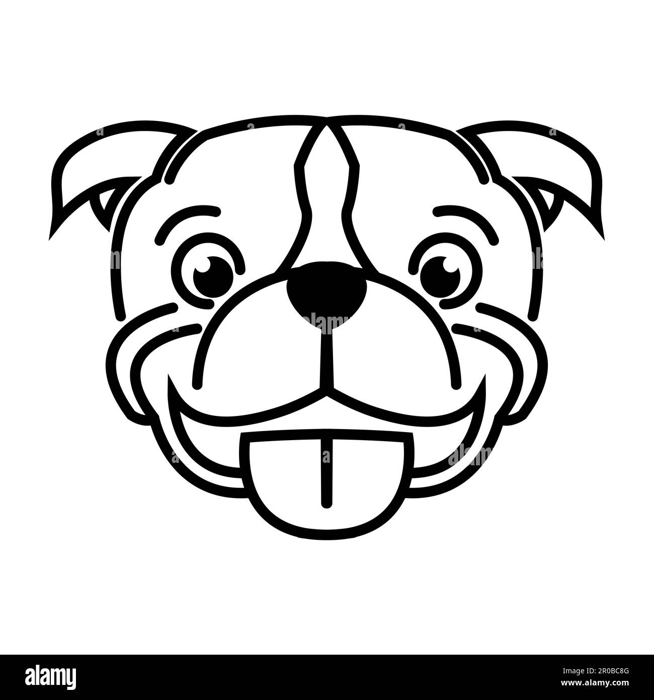 Linea bianca e nera arte della testa del cane di Pitbull. Buon uso per simbolo mascotte icona avatar tatuaggio T Shirt logo design o qualsiasi design Illustrazione Vettoriale