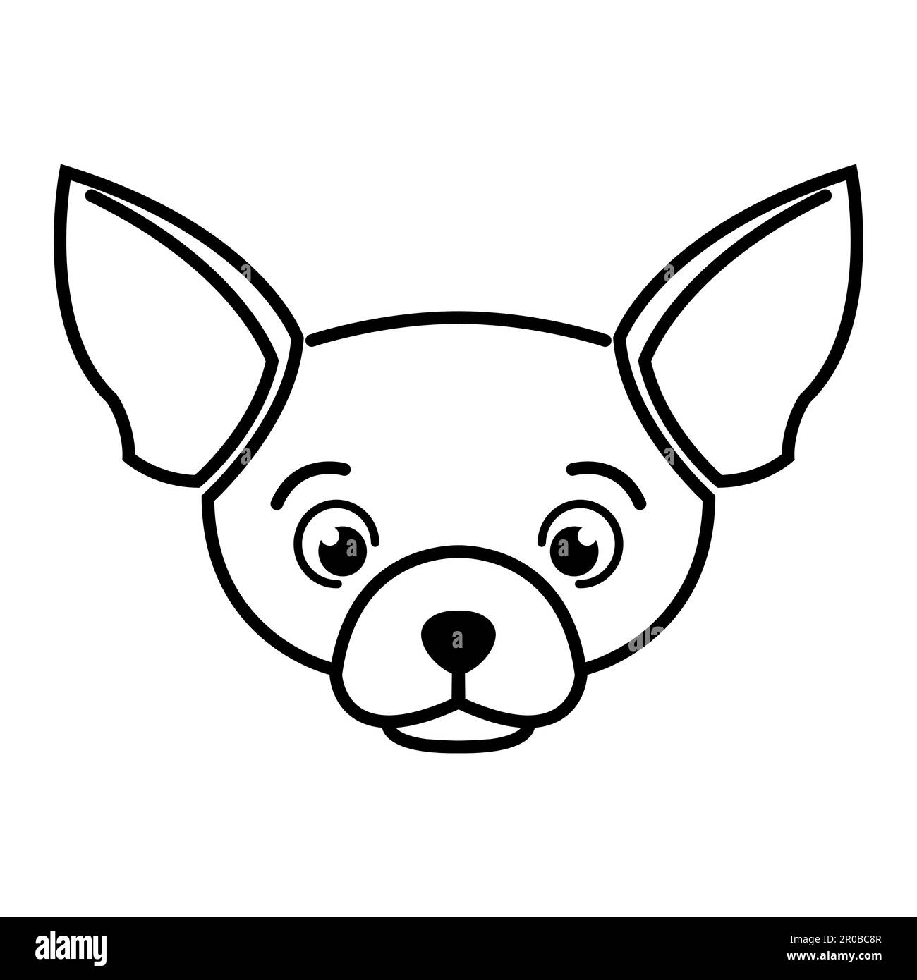Cute Cartoon Vector Illustrazione icona di un cane cucciolo Chihuahua. È stile di contorno. Illustrazione Vettoriale