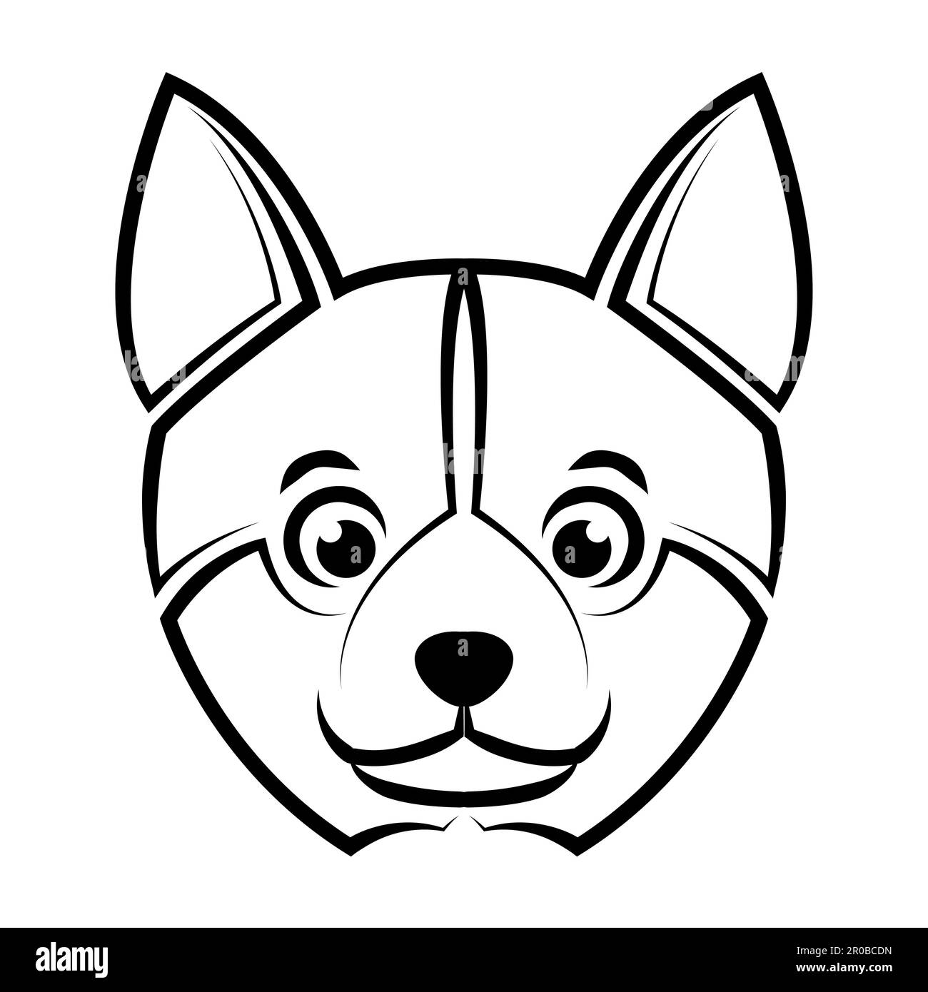 Linea bianca e nera arte della testa di cane shiba. Buon uso per simbolo, mascotte, icona, avatar, tatuaggio, T-Shirt design, logo o qualsiasi disegno. Illustrazione Vettoriale