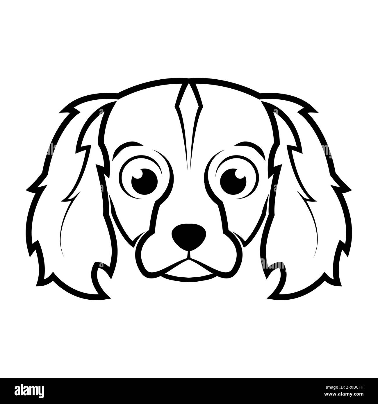 Carino Cartoon Vector Illustrazione icona di un cucciolo di cucciolo di cocker inglese spaniel cane. E' uno stile di contorno. Illustrazione Vettoriale