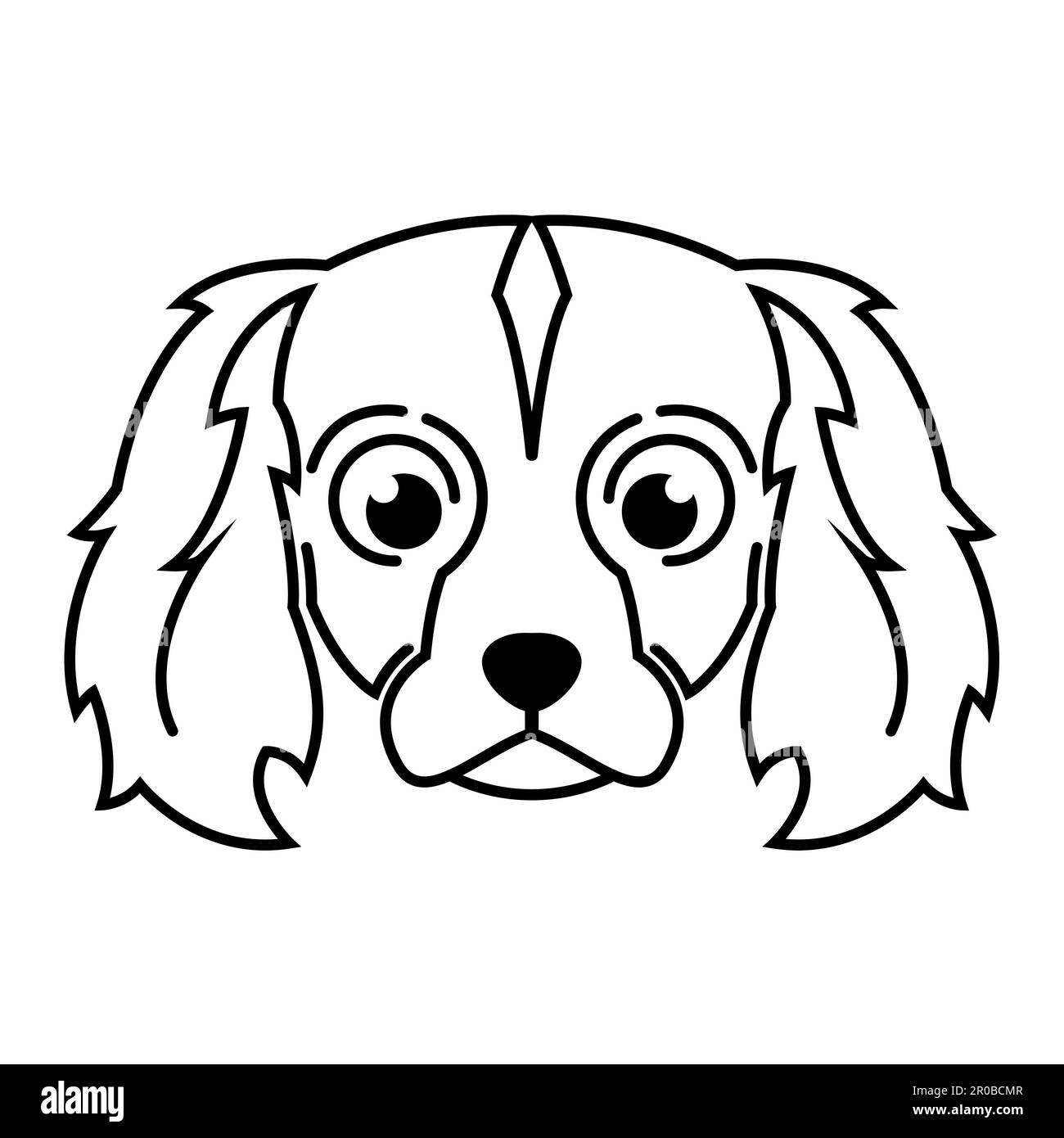 Carino Cartoon Vector Illustrazione icona di un cucciolo di cucciolo di cocker inglese spaniel cane. E' uno stile di contorno. Illustrazione Vettoriale