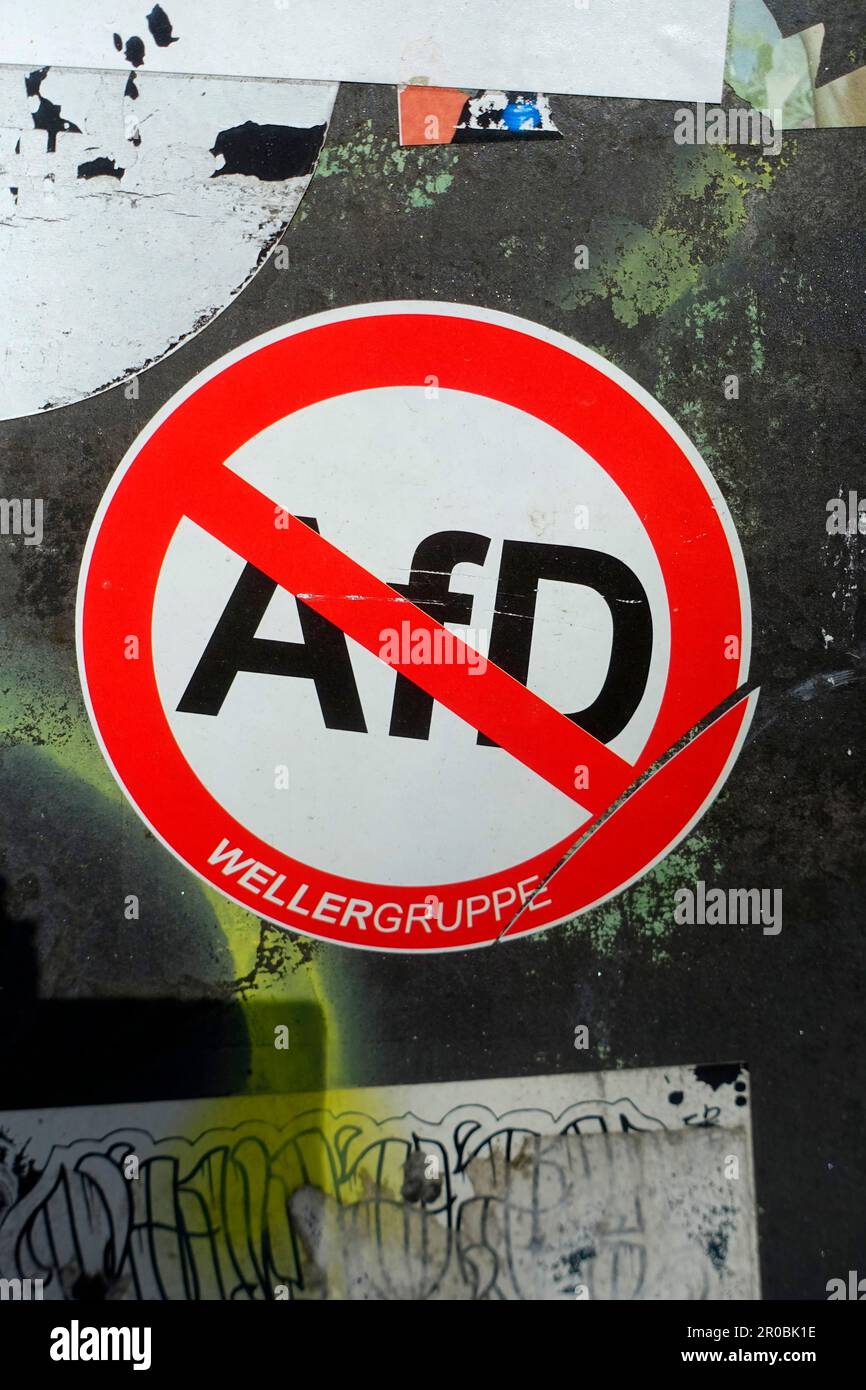 Adesivo, vietato AFD, Berlino, Germania Foto Stock