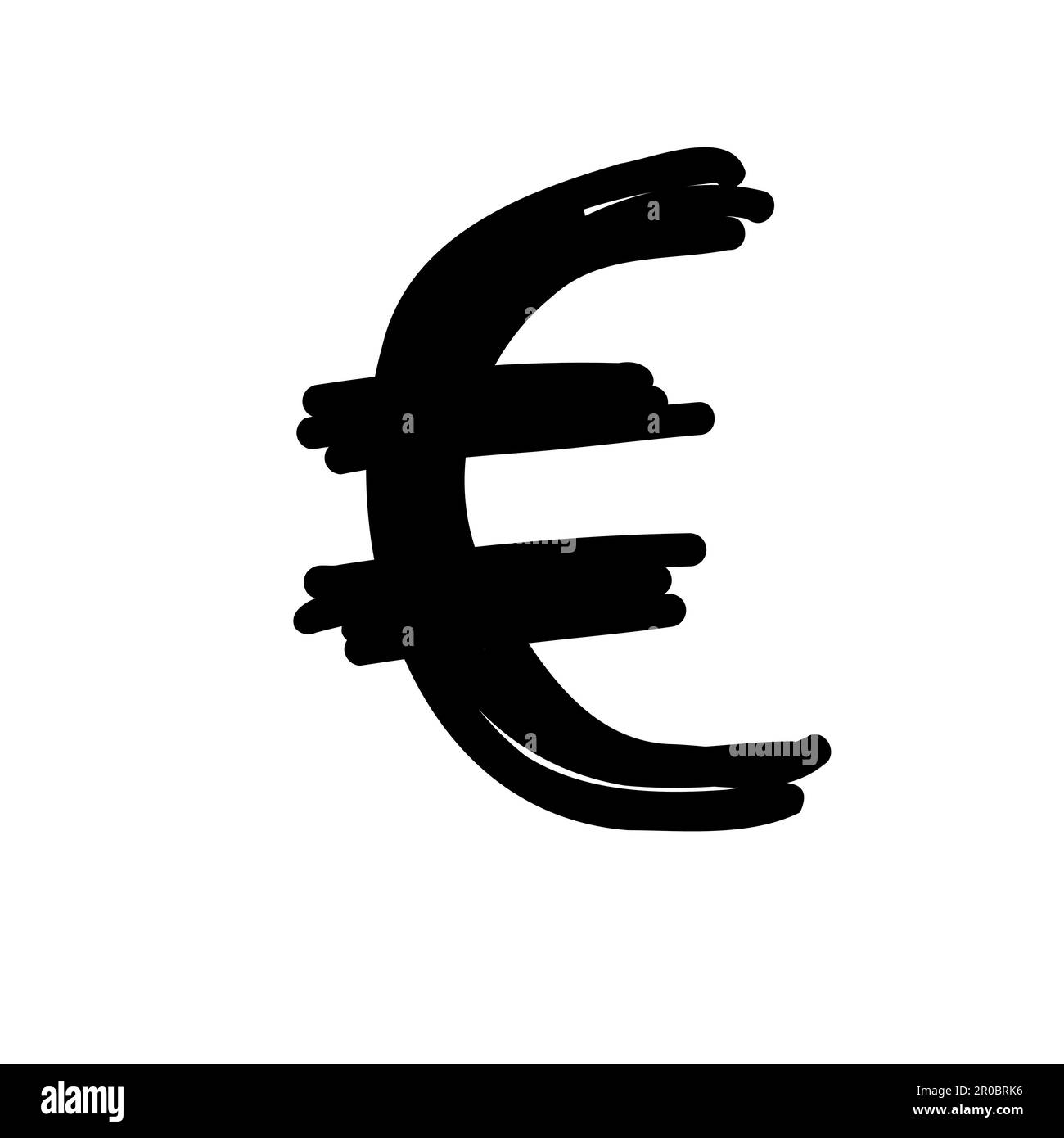 Abbozzata moneta moneta segno di finanza icona Euro, Dollaro, Yen, Pound. Illustrazione vettoriale in stile fumetto fatto a mano isolato su sfondo bianco Illustrazione Vettoriale
