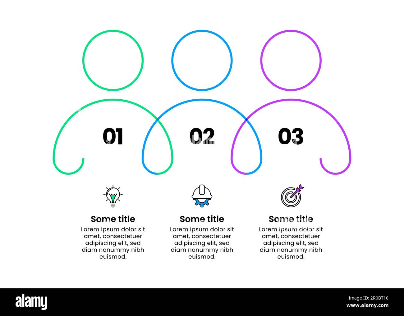 Modello infografico con icone e 3 opzioni o passaggi. Persone connesse. Può essere utilizzato per il layout del flusso di lavoro, il diagramma, il webdesign. Illustrazione vettoriale Illustrazione Vettoriale