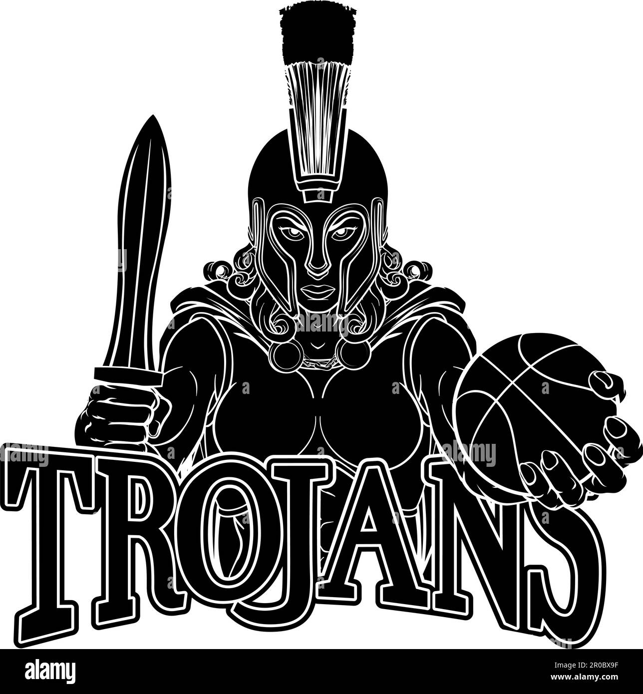 Spartan Trojan Gladiator Basket donna guerriero Illustrazione Vettoriale