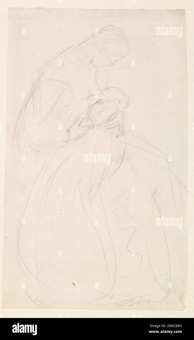 Femmina - schizzo della madre che allatta il bambino, 1860. Artista: John Everett Millais Foto Stock