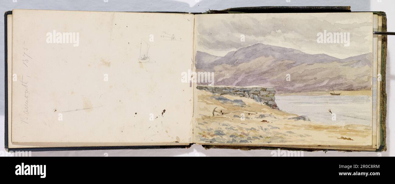 Schedario, acquerelli, 1875-1877. Myra Louisa Bunce (1854-1919). Designer. Figlia di John Thackray Bunce (1828-1899) e sorella maggiore del pittore, Kate Bunce (1856-1927). È nota per la progettazione delle cornici per i dipinti della sorella e anche per la realizzazione di gioielli. Foto Stock