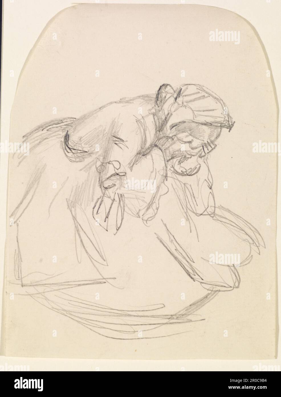 Femmina - schizzo di una donna sconvolta, seduta, 1855-60. Artista: John Everett Millais Foto Stock