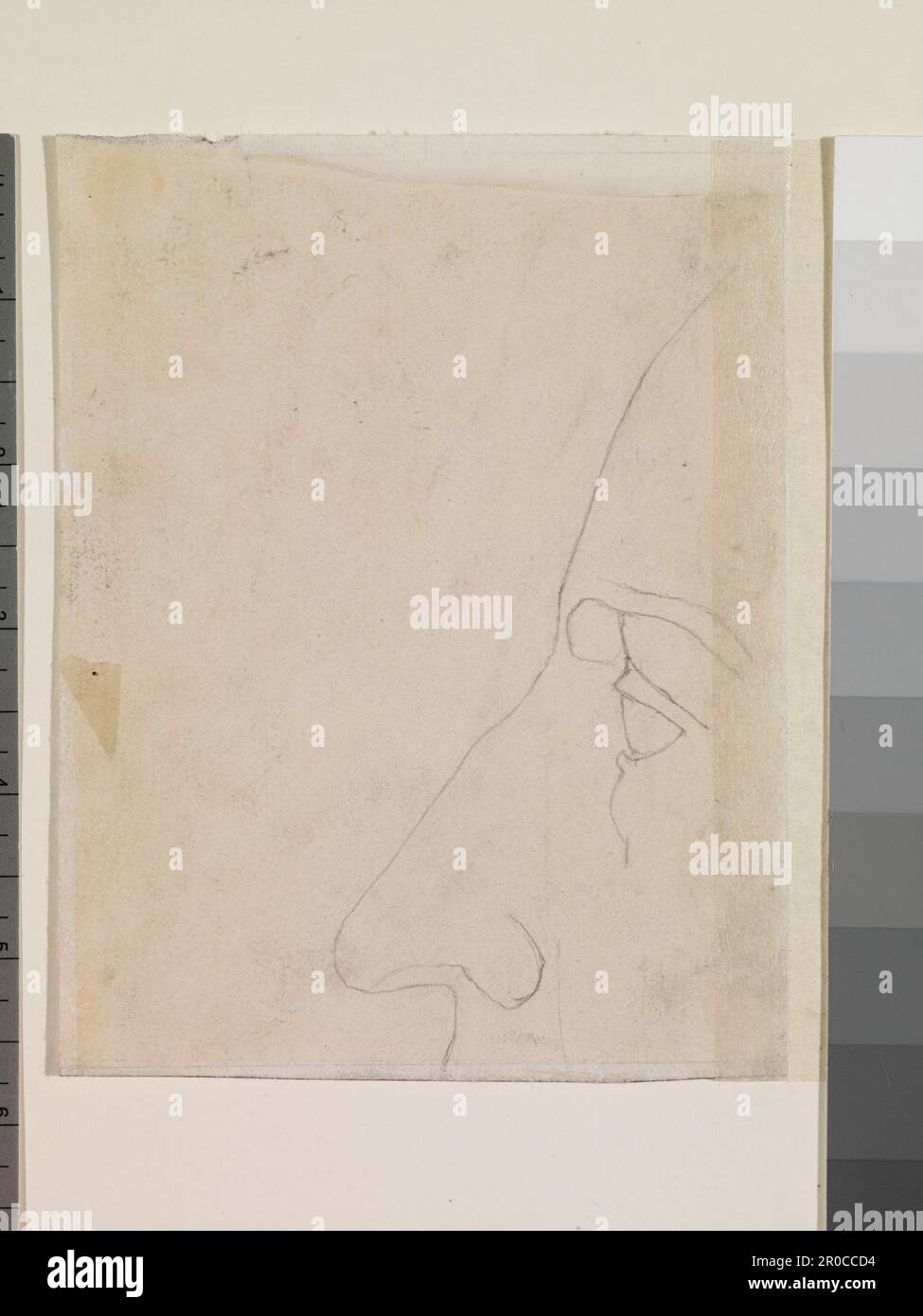 Profilo dell'occhio sinistro e del naso di un uomo, 1857. [Poeti del XIX secolo - il prigioniero di Chillon - schizzo compositivo]. Ford Madox Brown (d.1893) Foto Stock