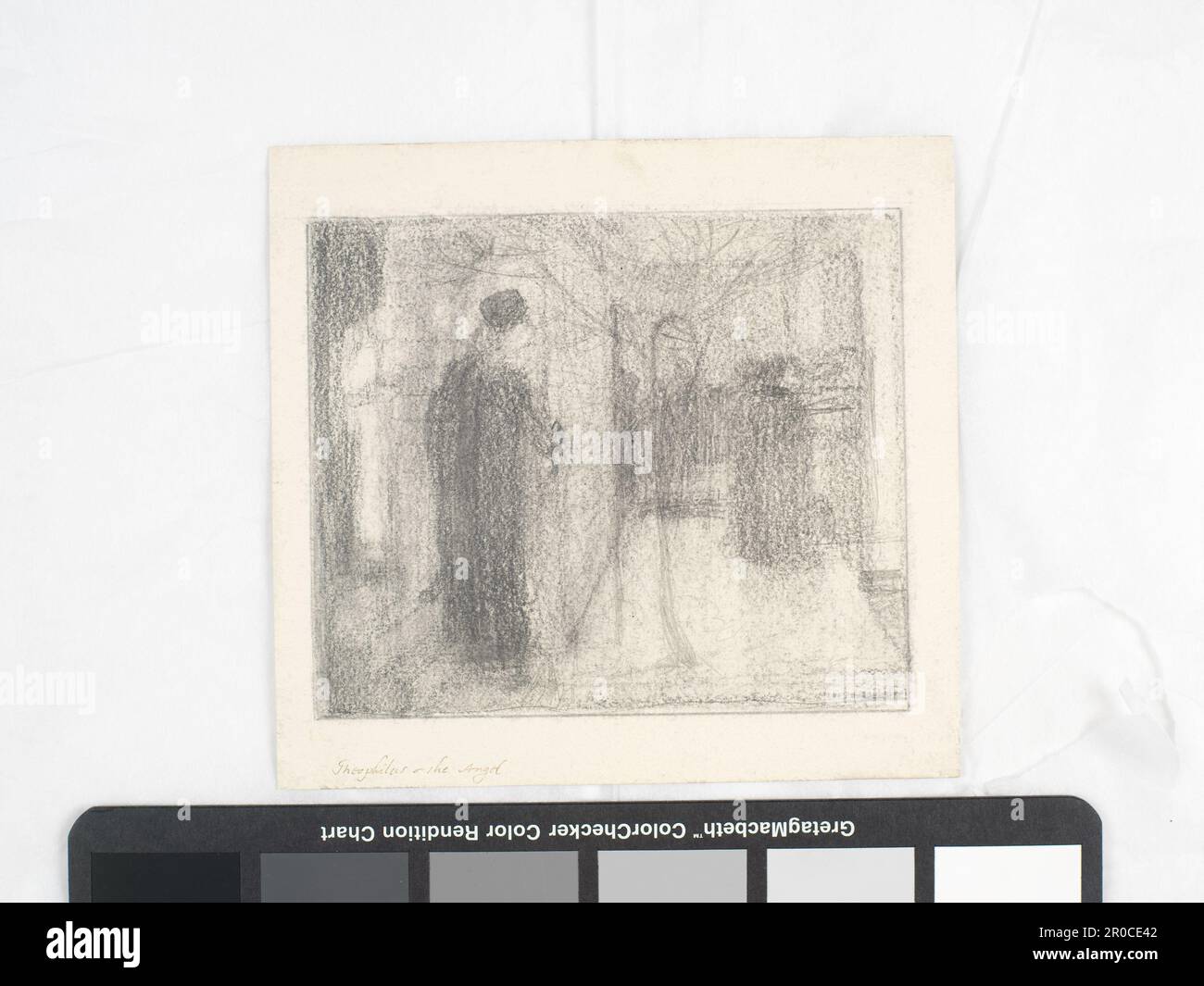 San Teofilo e l'Angelo. - Sketch/ Galleria della Bibbia di Dalziels - Ezechiele e la pentola bollente, 1863. Sir Edward Burne-Jones (d.1898). Foto Stock