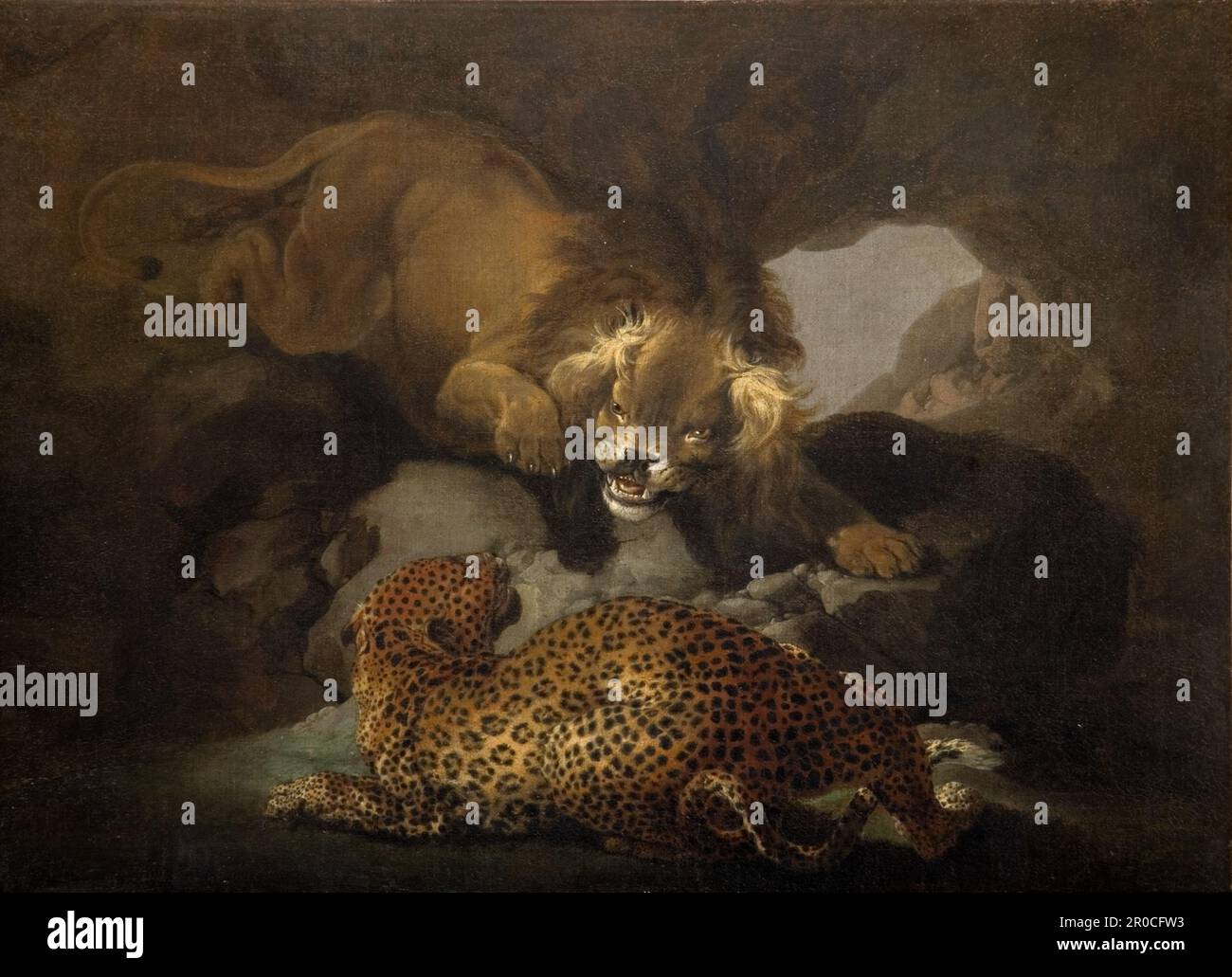 Leone e Un leopardo, 1820. Di Samuel Howitt Foto Stock