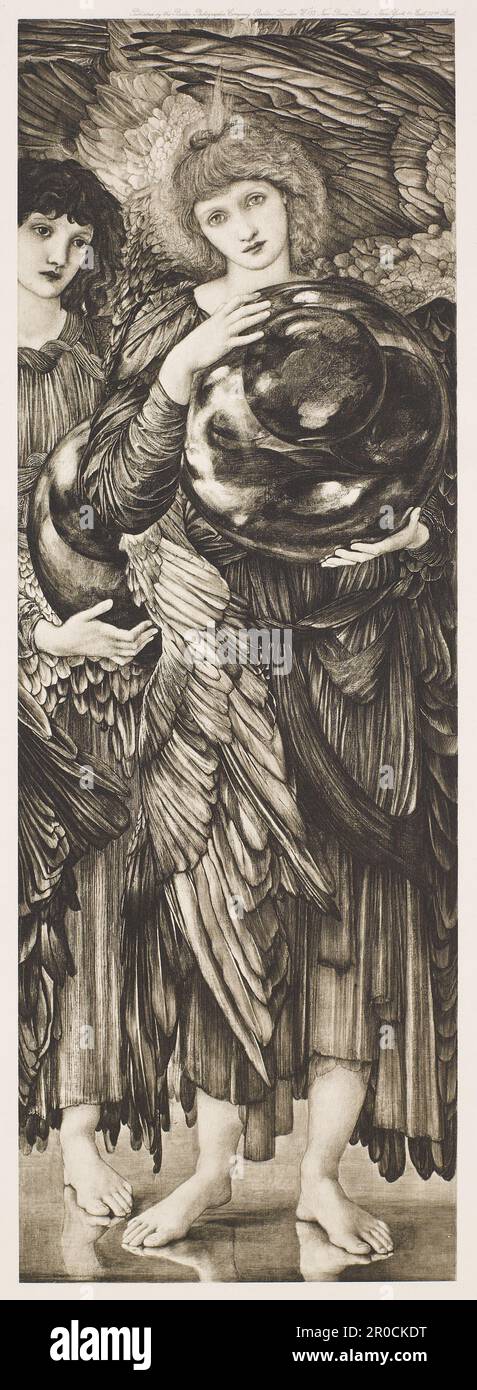 Galleria della Bibbia di Danziels - i giorni della creazione - il secondo giorno,1900. Dopo: Sir Edward Burne-Jones (d.1898). Editore: Berlin Photographic Company. Grande orb con acqua in esso, che rappresenta la separazione delle acque. Foto Stock